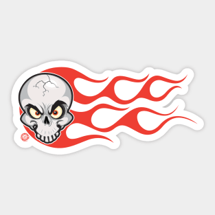 Flaming Side Skull Sticker